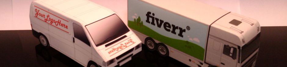 bouwplaat-papercraft-paper model-truck-van-company logo